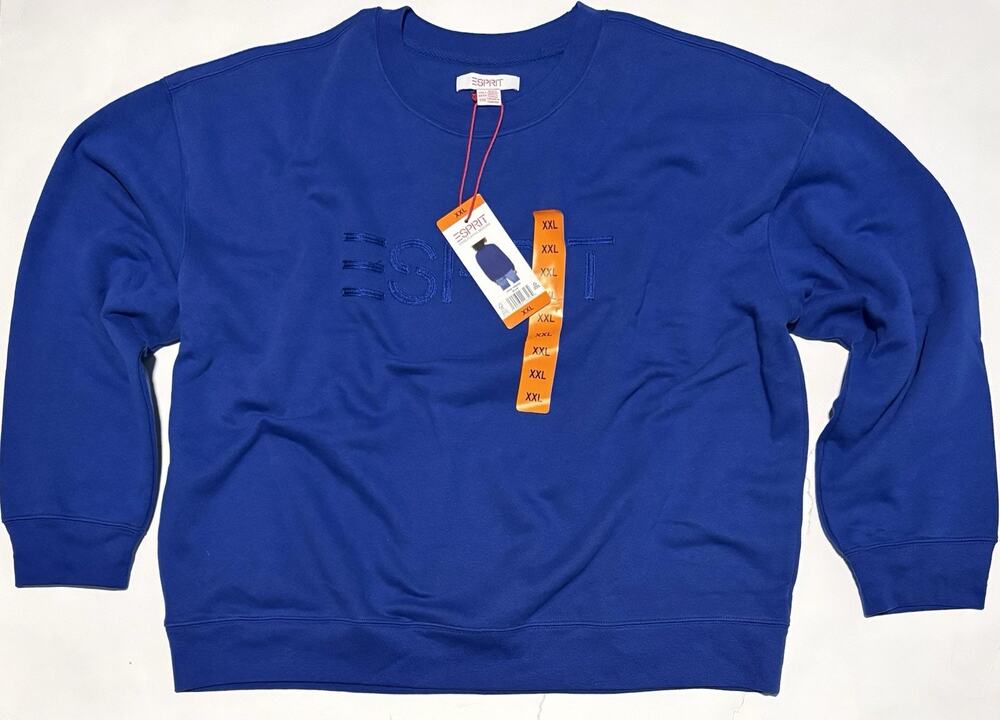 Esprit Costco Crewneck Sweatshirt Womens Sz XXL Blue Retro Logo NWT 2XL